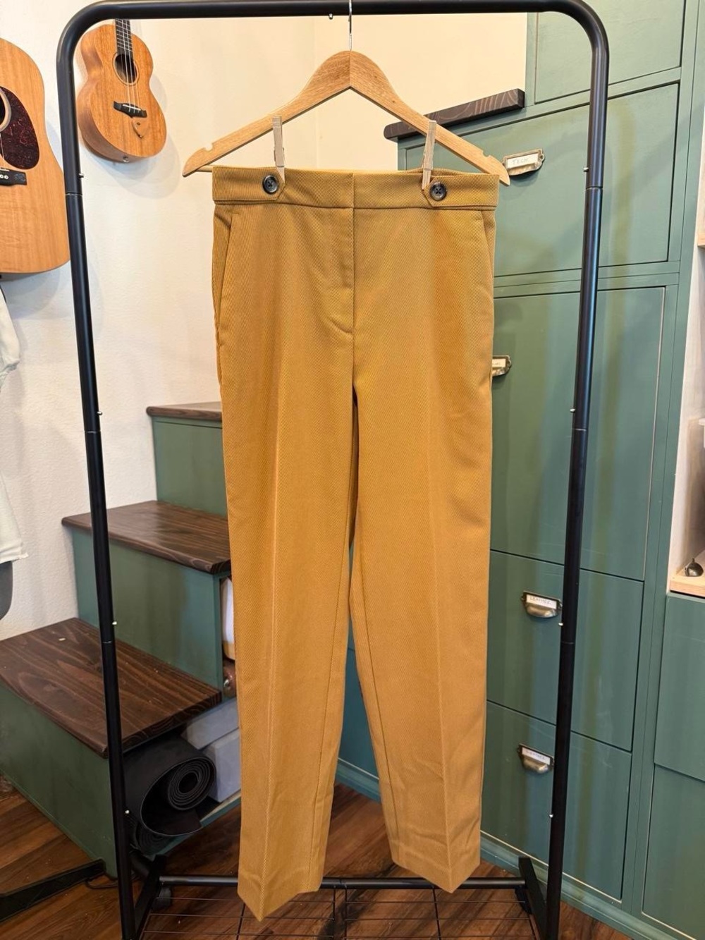 High-Rise Mustard Straight Leg Pants